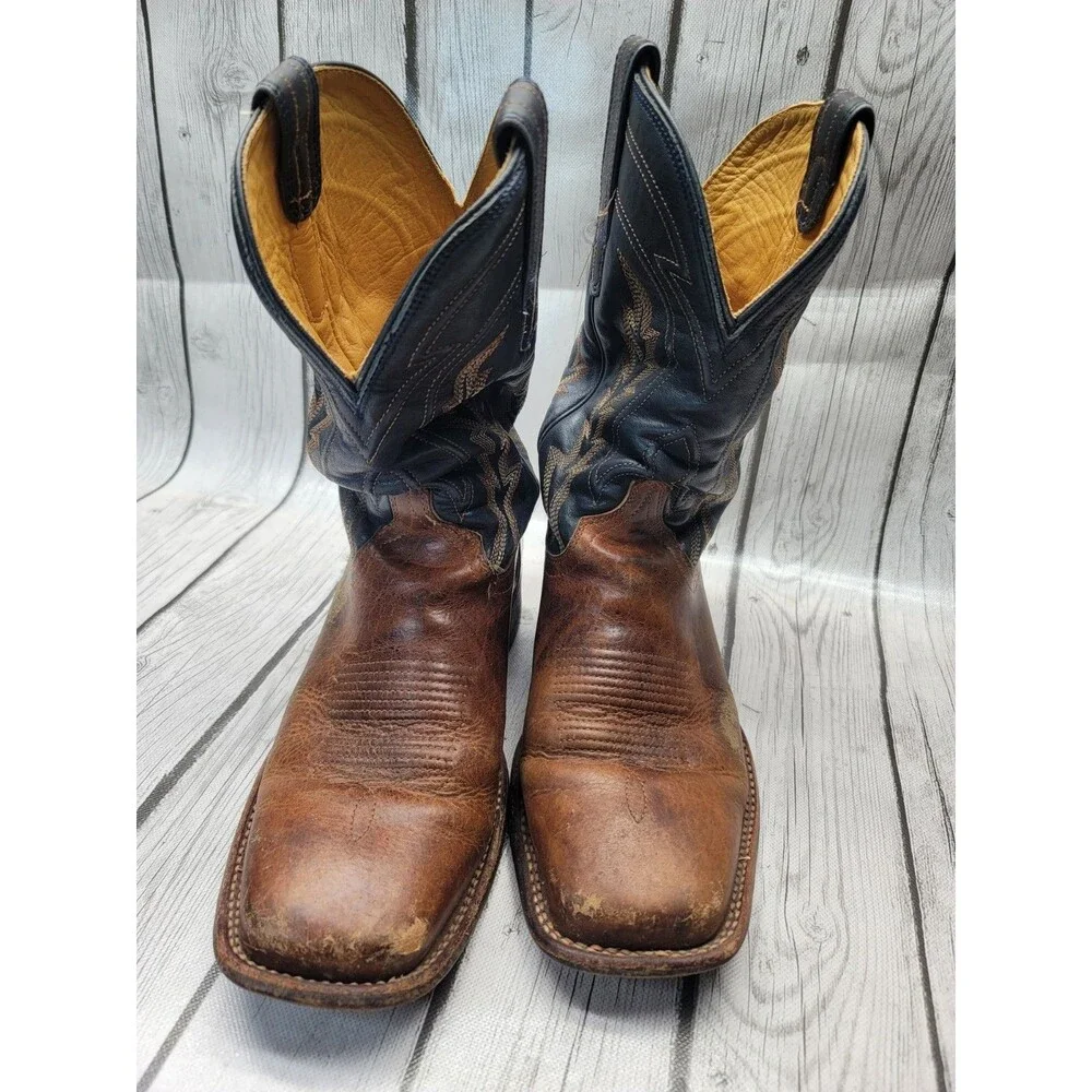 Tecovas The Doc Tan Blue Bison Cowboy Boots Western Men's 10.5 Read Description